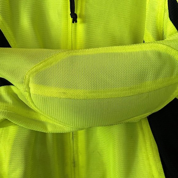 First Gear Mesh Motorcycle Jacket Medium Neon Yellow Armor Elbow Shoulder Back - Picture 9 of 16